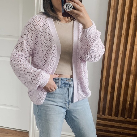 Jessica Simpson Flouncy Knit Open Cardigan. Size M - Picture 2 of 9